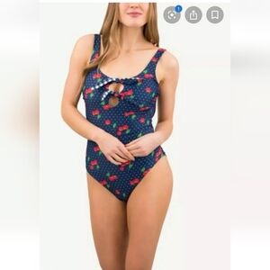 Juicy Couture Reversible One Piece Swimsuit with Cherry Print & Gingham Design
